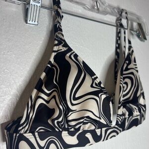Hurley Black and Cream Swirl Triangle Bikini Top